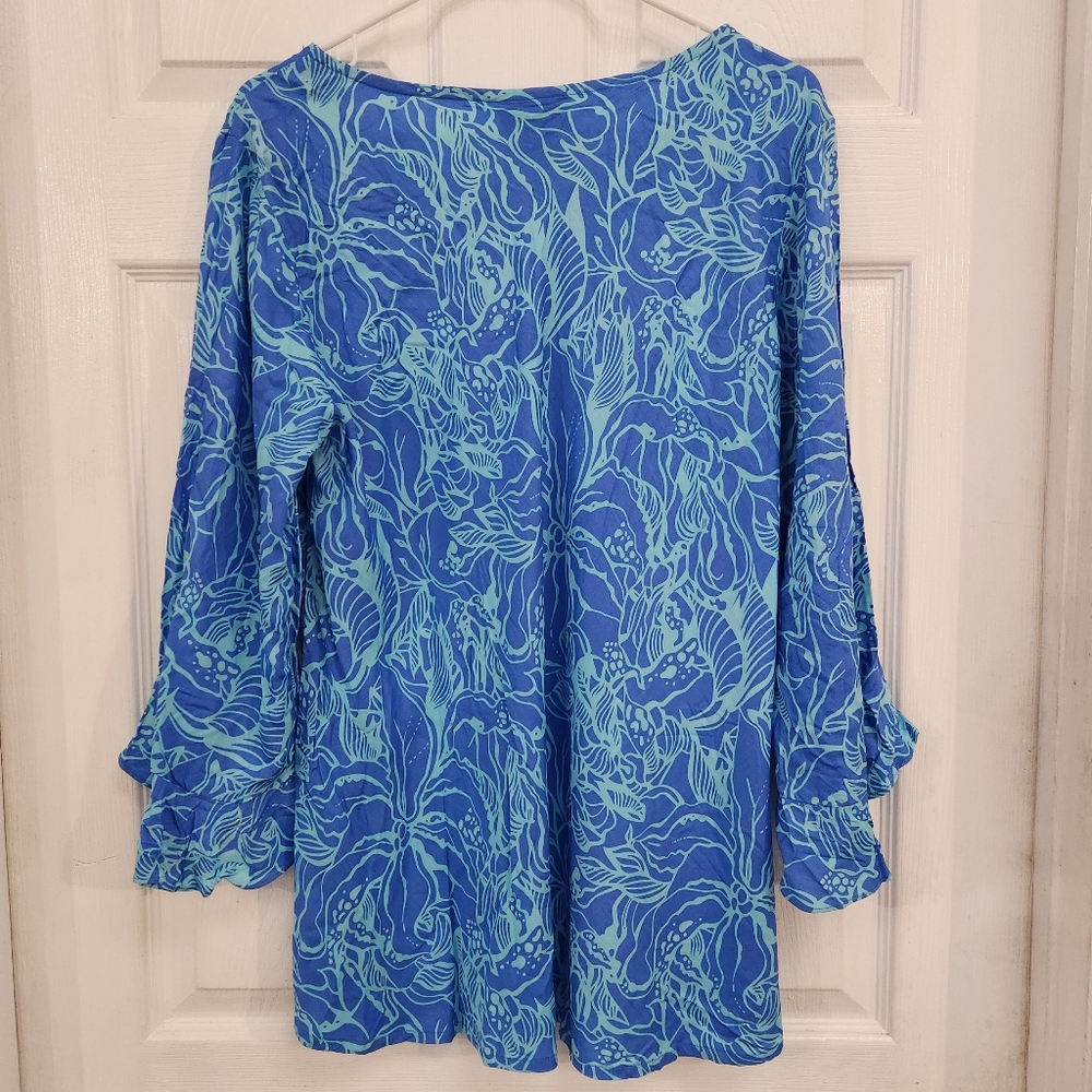 Escapada 3/4 sleeve Susan top in the color cornflower/PB ocean, size XL - Picture 5 of 8